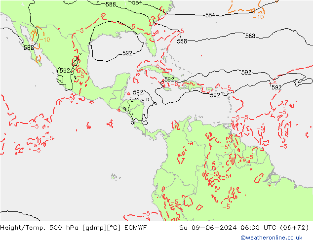 Z500/Rain (+SLP)/Z850 ECMWF Su 09.06.2024 06 UTC