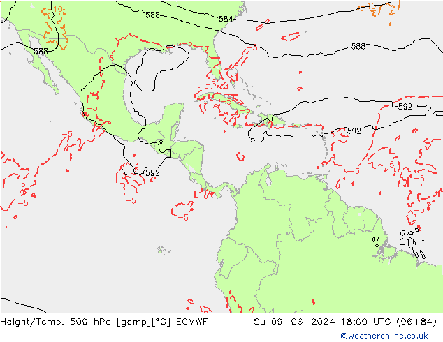 Z500/Rain (+SLP)/Z850 ECMWF Su 09.06.2024 18 UTC