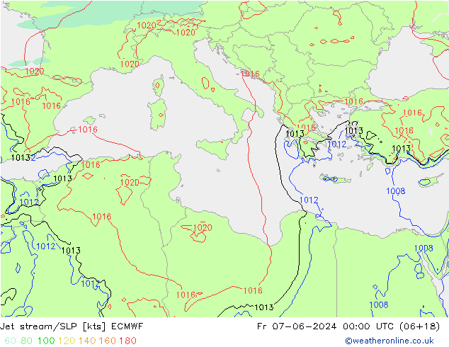 Polarjet/Bodendruck ECMWF Fr 07.06.2024 00 UTC