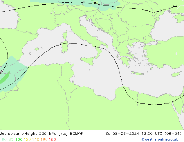 Jet stream/Height 300 hPa ECMWF Sa 08.06.2024 12 UTC