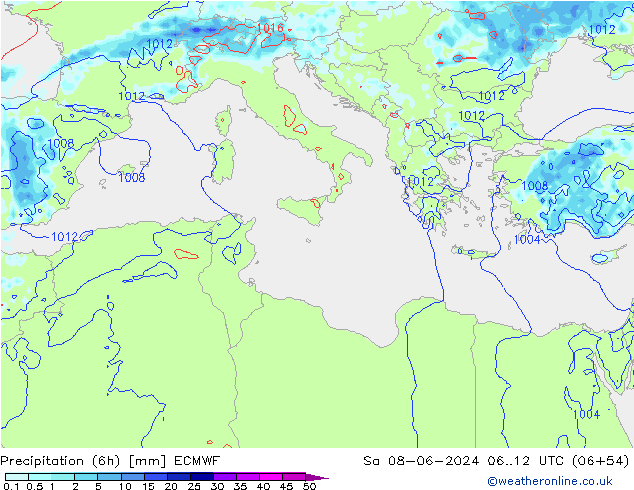 Z500/Rain (+SLP)/Z850 ECMWF  08.06.2024 12 UTC