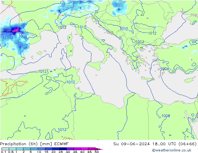 Z500/Rain (+SLP)/Z850 ECMWF dom 09.06.2024 00 UTC