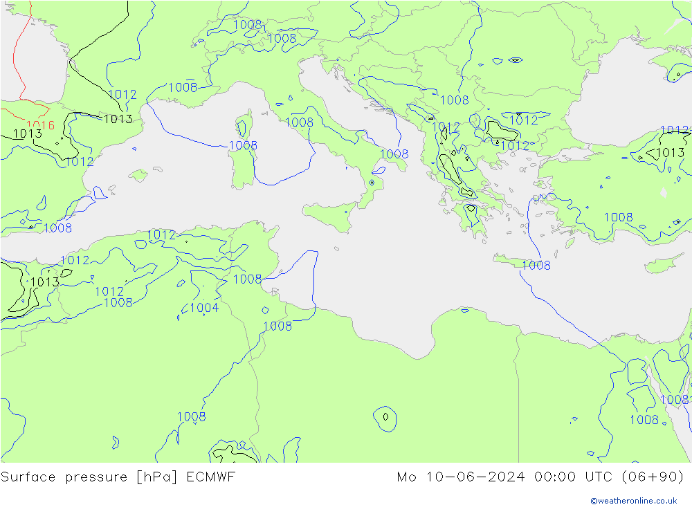 pression de l'air ECMWF lun 10.06.2024 00 UTC