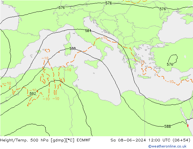 Z500/Rain (+SLP)/Z850 ECMWF  08.06.2024 12 UTC