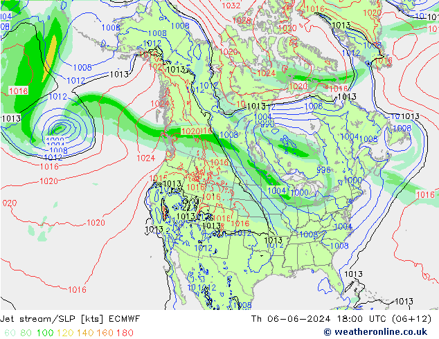 Jet stream/SLP ECMWF Th 06.06.2024 18 UTC