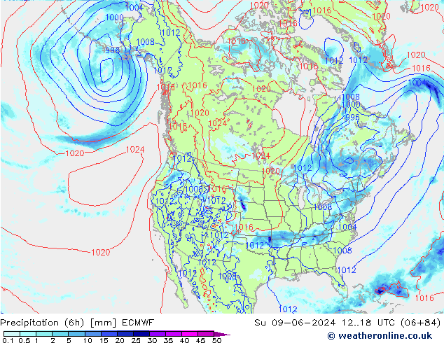 Z500/Rain (+SLP)/Z850 ECMWF Su 09.06.2024 18 UTC