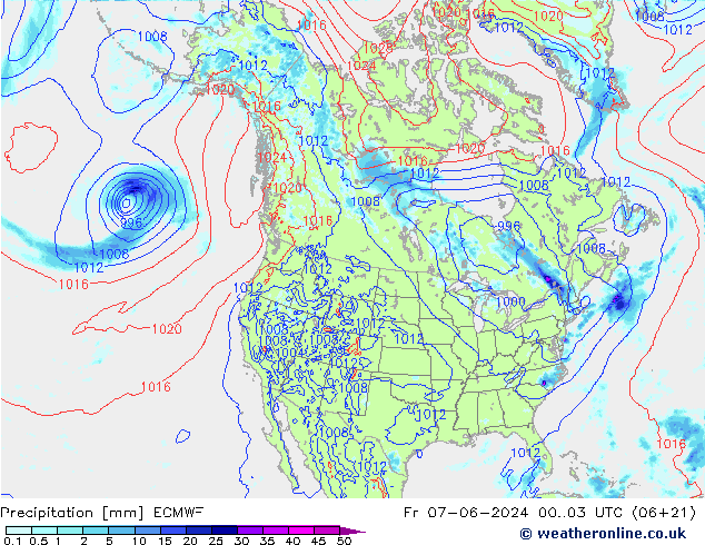 Srážky ECMWF Pá 07.06.2024 03 UTC