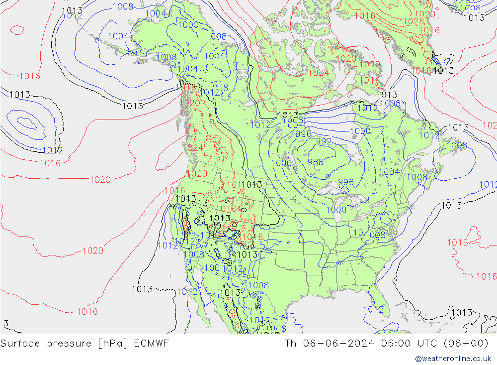 ciśnienie ECMWF czw. 06.06.2024 06 UTC