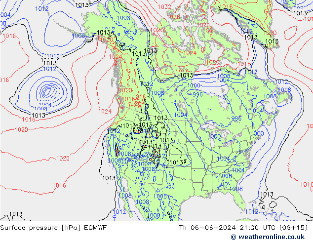 ciśnienie ECMWF czw. 06.06.2024 21 UTC