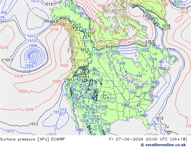 pressão do solo ECMWF Sex 07.06.2024 00 UTC