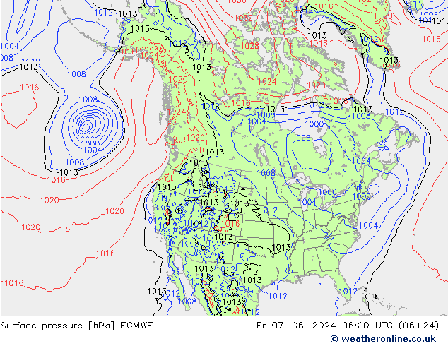 Presión superficial ECMWF vie 07.06.2024 06 UTC