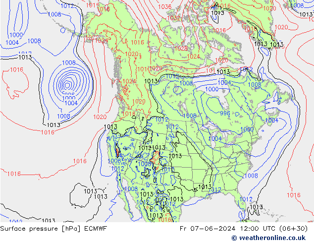 Yer basıncı ECMWF Cu 07.06.2024 12 UTC