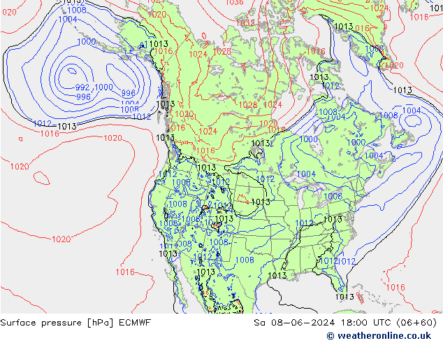 Luchtdruk (Grond) ECMWF za 08.06.2024 18 UTC