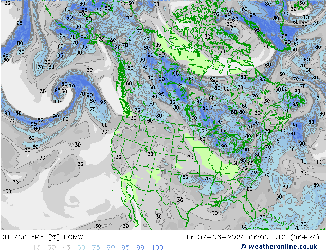 RH 700 hPa ECMWF Fr 07.06.2024 06 UTC