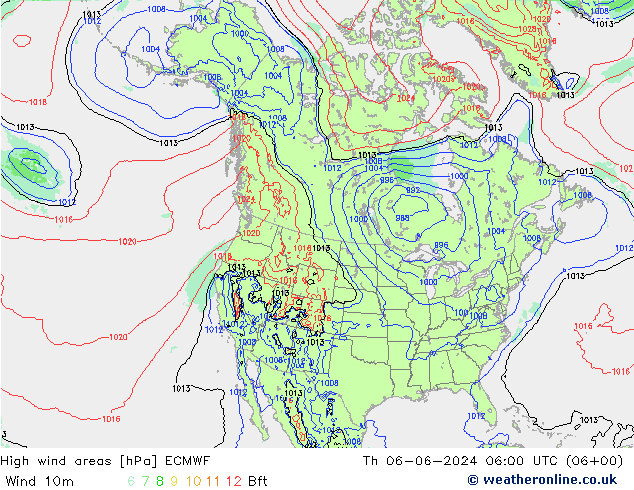 Izotacha ECMWF czw. 06.06.2024 06 UTC