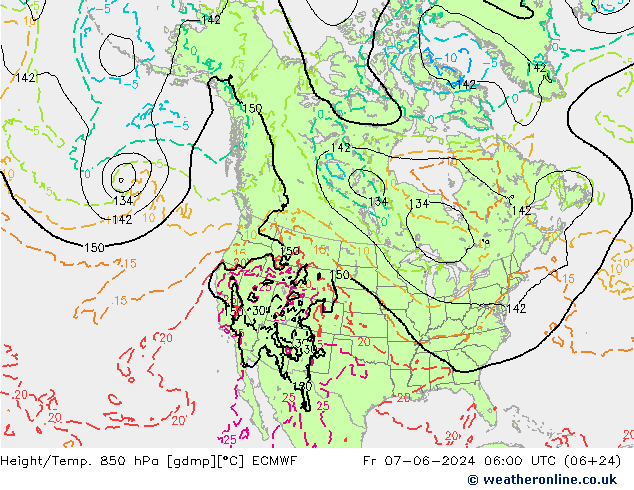 Z500/Rain (+SLP)/Z850 ECMWF vie 07.06.2024 06 UTC