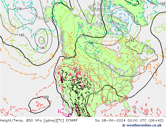 Z500/Rain (+SLP)/Z850 ECMWF  08.06.2024 00 UTC