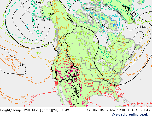 Z500/Rain (+SLP)/Z850 ECMWF Su 09.06.2024 18 UTC