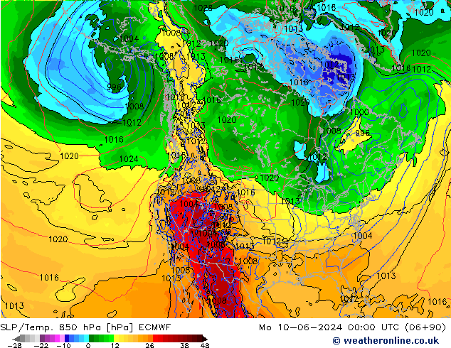 SLP/Temp. 850 hPa ECMWF Po 10.06.2024 00 UTC