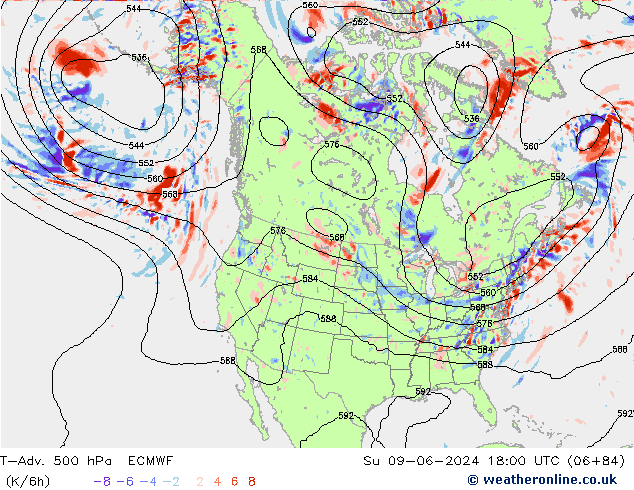 T-Adv. 500 hPa ECMWF Paz 09.06.2024 18 UTC