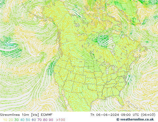 Stroomlijn 10m ECMWF do 06.06.2024 09 UTC