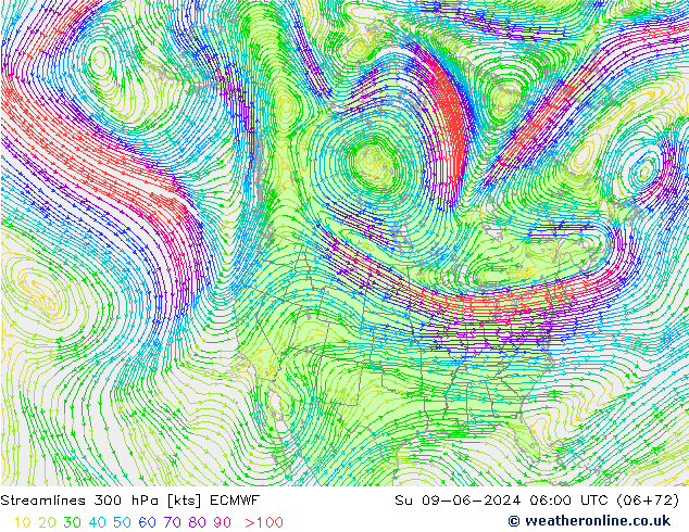 Rüzgar 300 hPa ECMWF Paz 09.06.2024 06 UTC