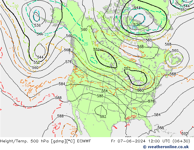 Z500/Rain (+SLP)/Z850 ECMWF пт 07.06.2024 12 UTC