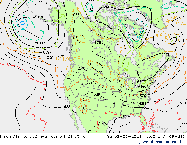 Z500/Rain (+SLP)/Z850 ECMWF Su 09.06.2024 18 UTC