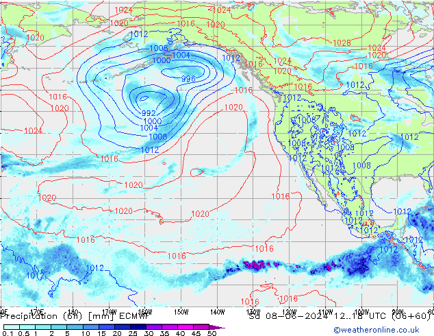 Z500/Rain (+SLP)/Z850 ECMWF Sa 08.06.2024 18 UTC