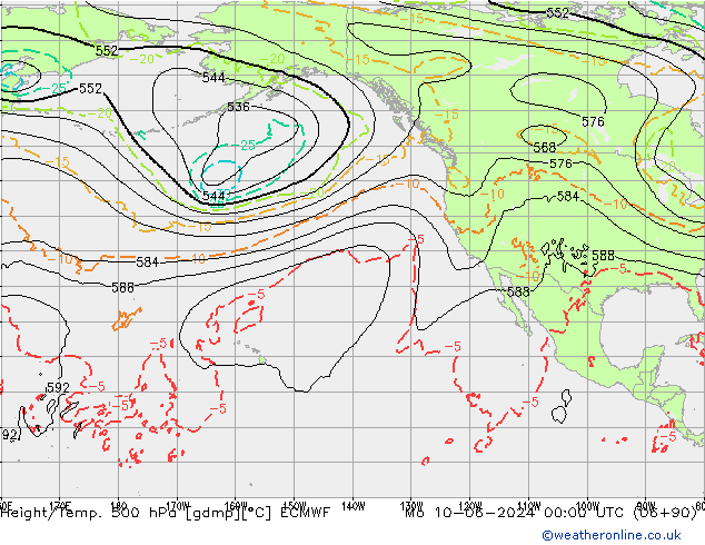 Z500/Rain (+SLP)/Z850 ECMWF pon. 10.06.2024 00 UTC
