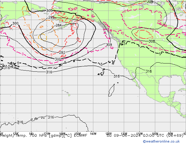 Height/Temp. 700 hPa ECMWF Su 09.06.2024 03 UTC