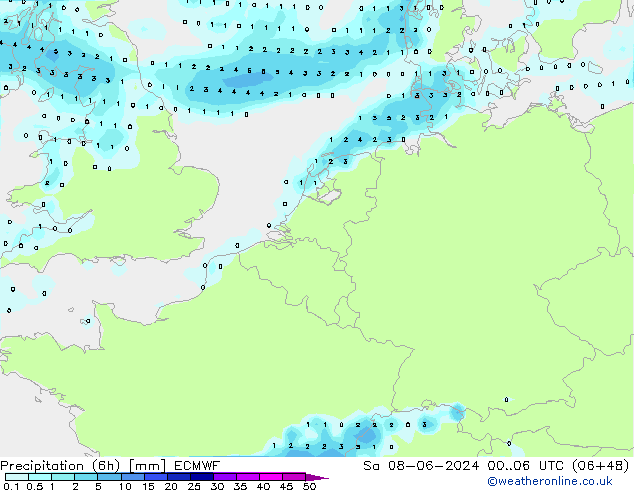 Z500/Rain (+SLP)/Z850 ECMWF Sa 08.06.2024 06 UTC