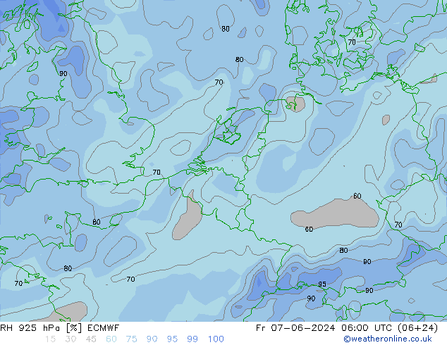 RH 925 hPa ECMWF  07.06.2024 06 UTC