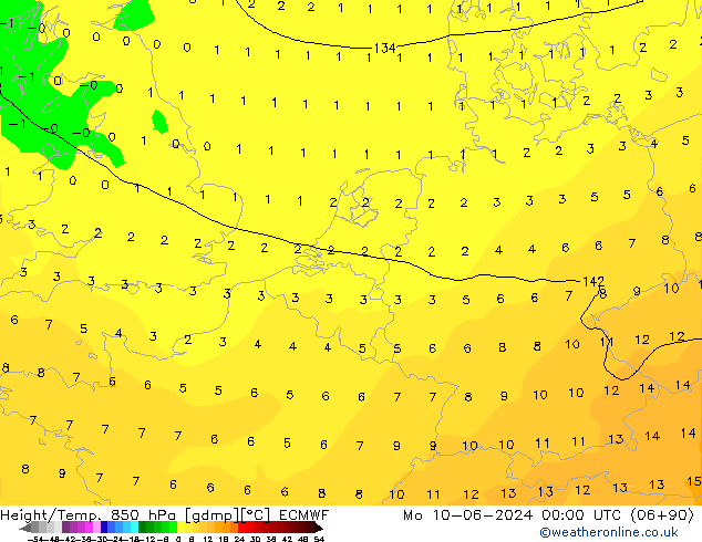 Height/Temp. 850 hPa ECMWF  10.06.2024 00 UTC