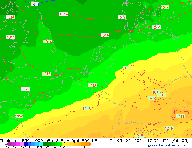 Thck 850-1000 hPa ECMWF 星期四 06.06.2024 12 UTC