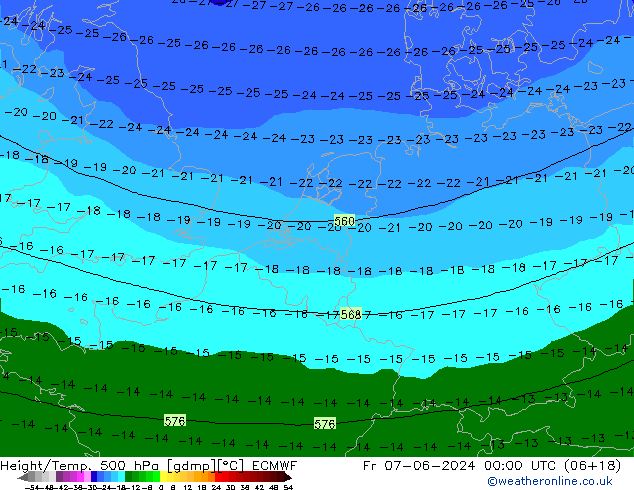 Z500/Rain (+SLP)/Z850 ECMWF vie 07.06.2024 00 UTC