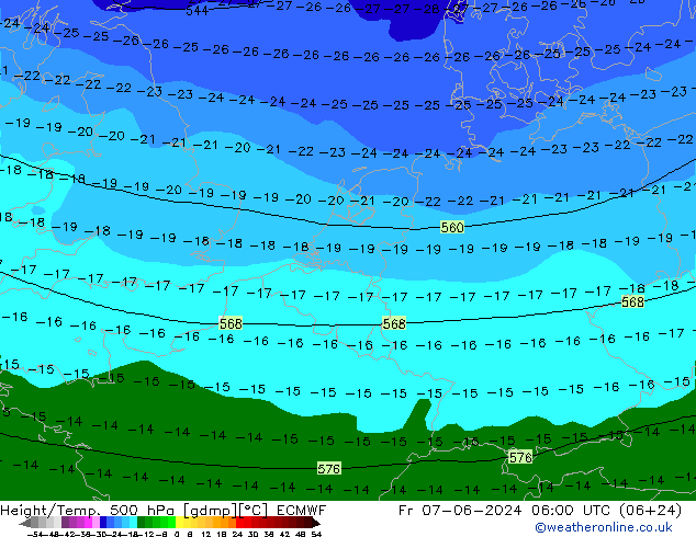 Z500/Rain (+SLP)/Z850 ECMWF vie 07.06.2024 06 UTC