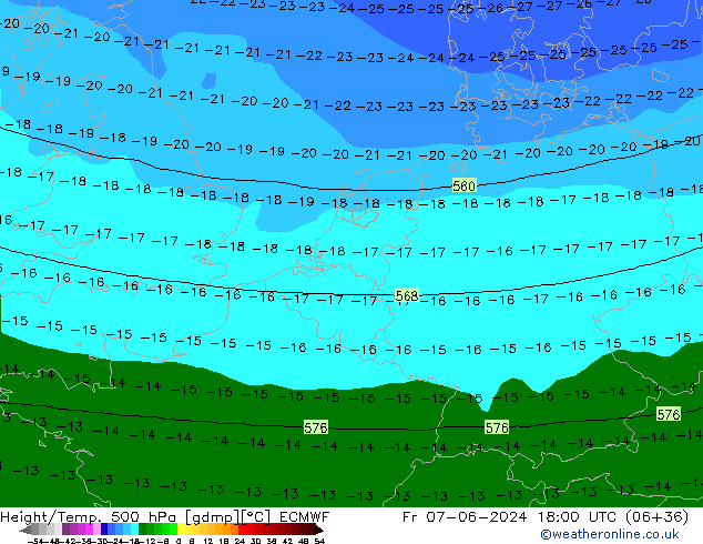 Z500/Rain (+SLP)/Z850 ECMWF Fr 07.06.2024 18 UTC