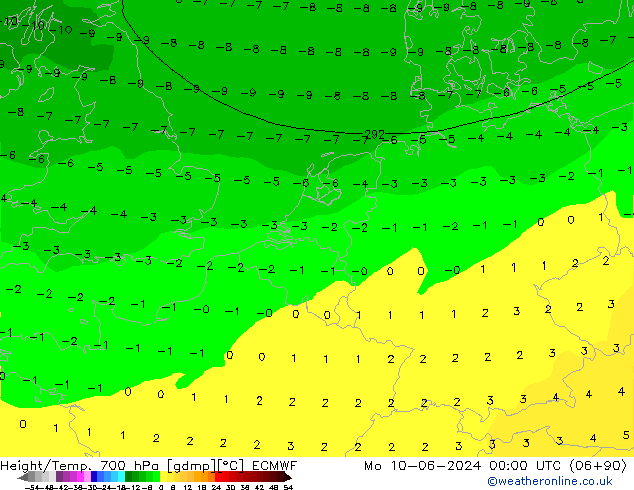 Height/Temp. 700 hPa ECMWF  10.06.2024 00 UTC