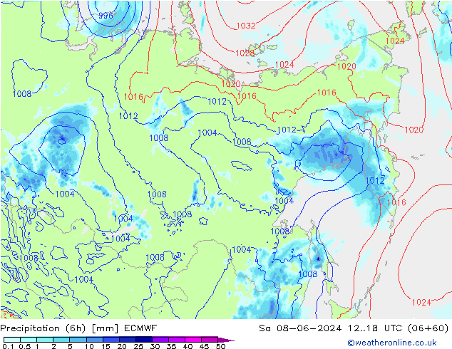 Z500/Rain (+SLP)/Z850 ECMWF Sa 08.06.2024 18 UTC