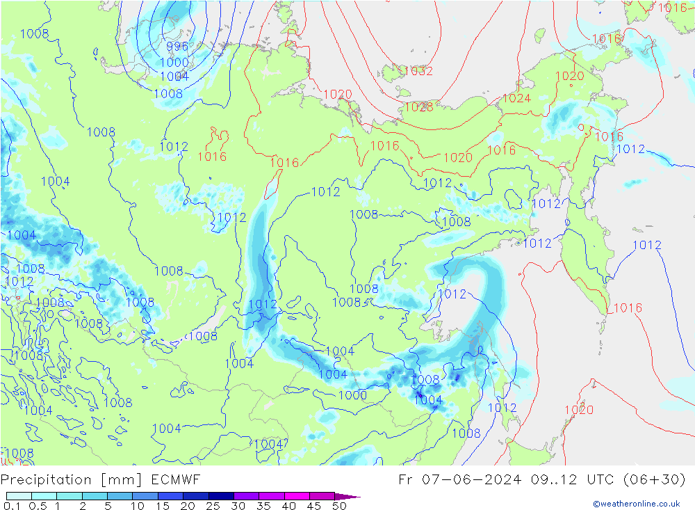 Precipitazione ECMWF ven 07.06.2024 12 UTC