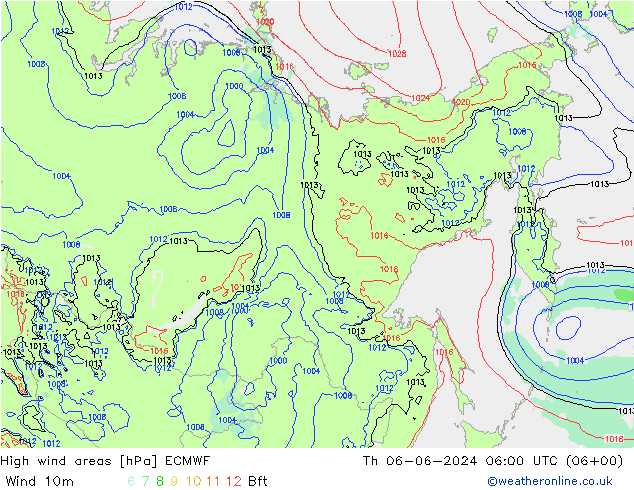 High wind areas ECMWF Qui 06.06.2024 06 UTC