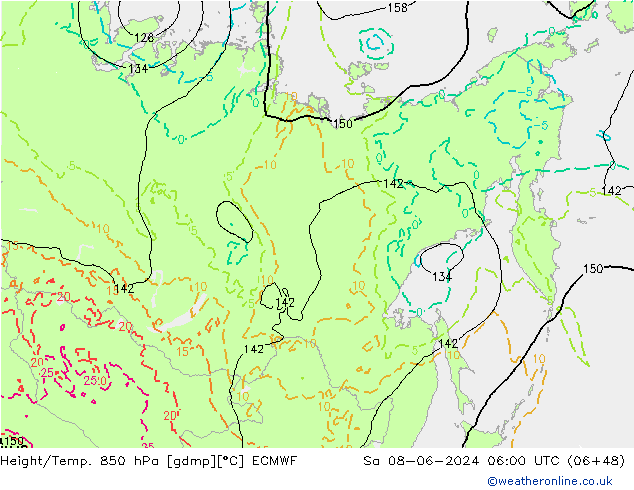 Z500/Rain (+SLP)/Z850 ECMWF Sa 08.06.2024 06 UTC