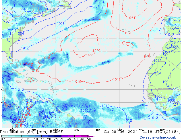 Z500/Rain (+SLP)/Z850 ECMWF dom 09.06.2024 18 UTC