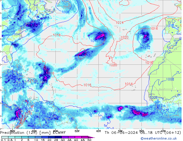 Precipitação (12h) ECMWF Qui 06.06.2024 18 UTC