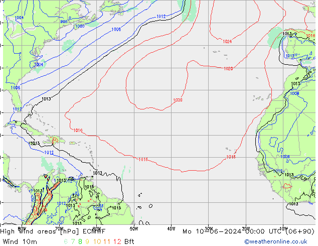 Windvelden ECMWF ma 10.06.2024 00 UTC