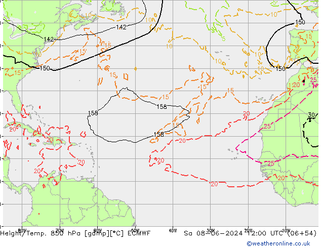 Z500/Rain (+SLP)/Z850 ECMWF Sa 08.06.2024 12 UTC