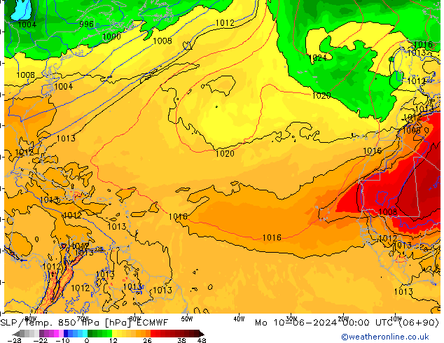 850 hPa Yer Bas./Sıc ECMWF Pzt 10.06.2024 00 UTC