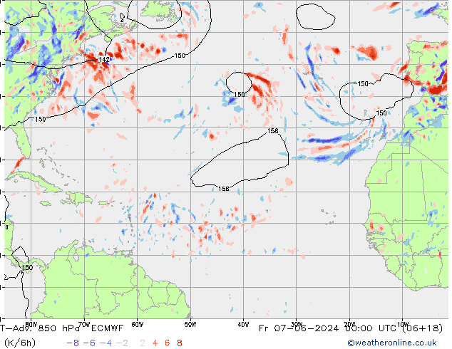 T-Adv. 850 hPa ECMWF Pá 07.06.2024 00 UTC