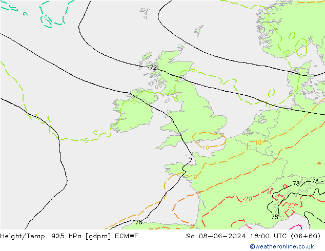 Yükseklik/Sıc. 925 hPa ECMWF Cts 08.06.2024 18 UTC